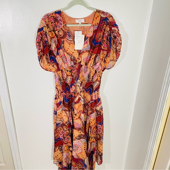 NEW A.L.C. Lucia Maxi Dress Terracotta Paisley Silk Bohemian Wedding Resort - Picture 8 of 10
